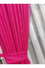 Fuşya örme model sık pile tek kanat fon perde