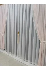 Pudra örme model sık pile tek kanat fon perde