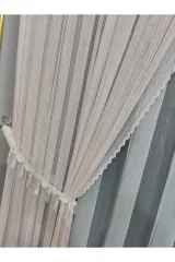 Pudra örme model sık pile tek kanat fon perde