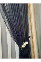 Lacivert örme model sık pile tek kanat fon perde