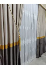 Gri - bej sık pile tek kanat pano fon perde