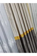 Gri - bej sık pile tek kanat pano fon perde