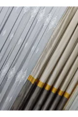 Gri - bej sık pile tek kanat pano fon perde