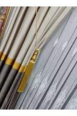 Gri - bej sık pile tek kanat pano fon perde