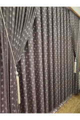 Gri renk yıldız temalı sık pile tül perde ve fon perde çocuk perdesi set