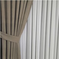 Vizyon sık pile tek kanat kadife kumaş fon perde