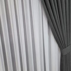 Koyu gri sık pile tek kanat kadife kumaş fon perde