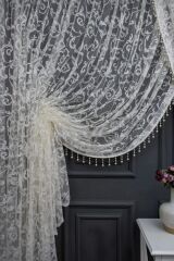 Sarmaşık model sık pile kruvaze tül perde