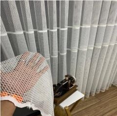 Beyaz ara bantlı yeni tasarım tül perde