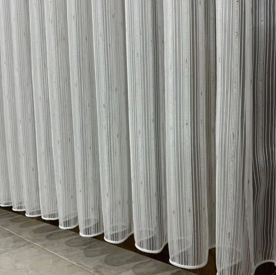 Gümüş makarna model zincir tül perde