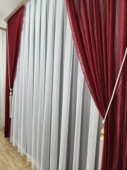 Bordo etek ucu sık pile tek kanat örme fon perde