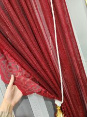 Bordo etek ucu sık pile tek kanat örme fon perde