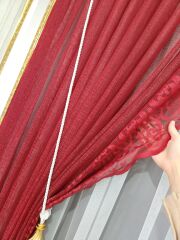 Bordo etek ucu sık pile tek kanat örme fon perde