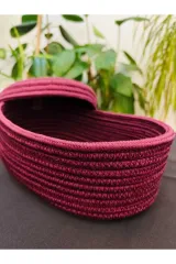 Erik jüt hasır sepet oval kapaklı organizer 30X20X18