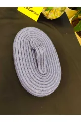 İndigo jüt hasır sepet oval kapaklı organizer 30X20X16